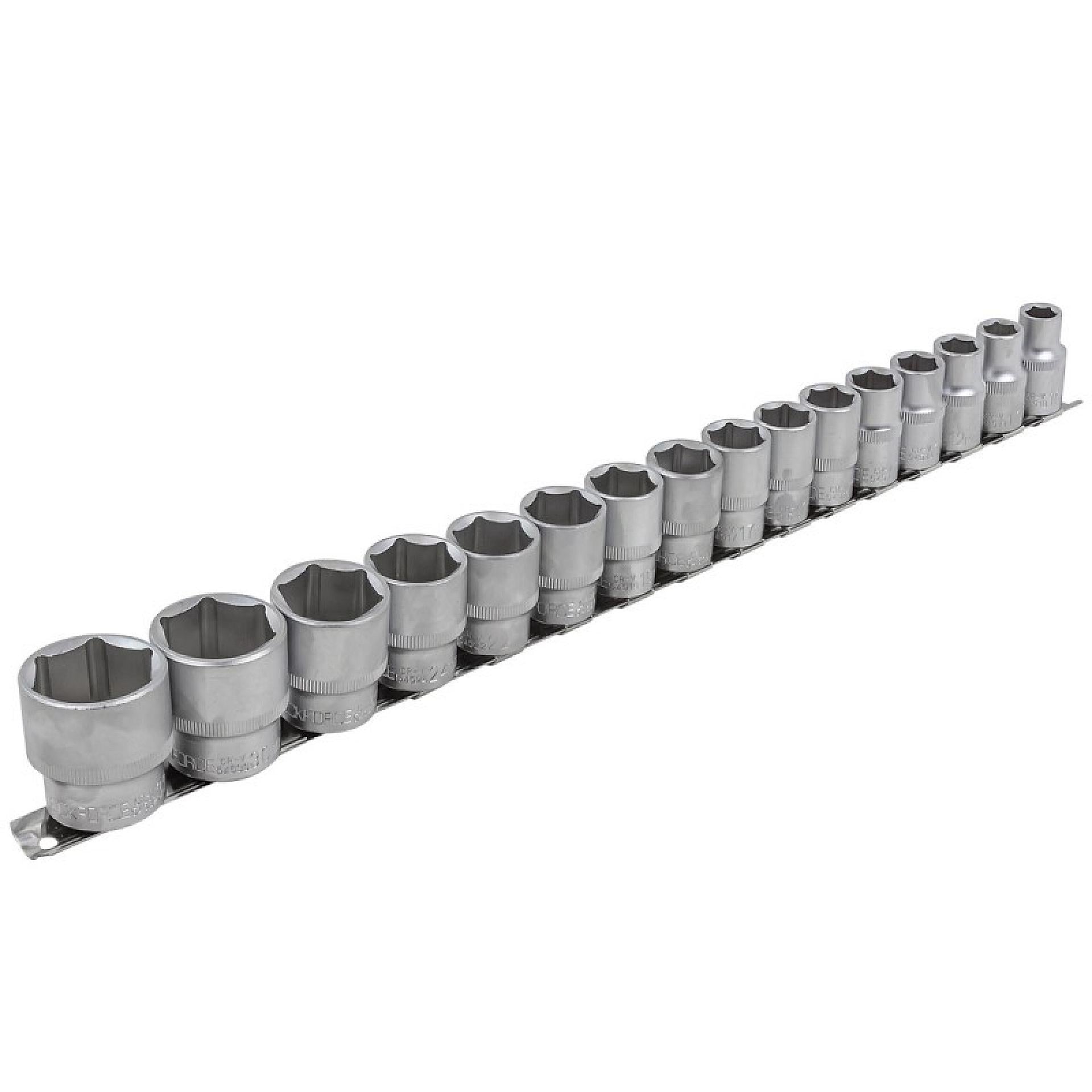 Набор торцевых головок Rock Force 6-гранных 1/2" 10-19/21/22/24/27/30/32 16 пр. мм (RF-4161-5)