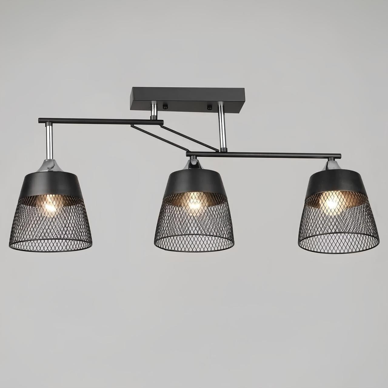 Люстра Valeso с линейной формой корпуса под три лампы Е27 Черный/Хром (B K2324/3 BK+CH)