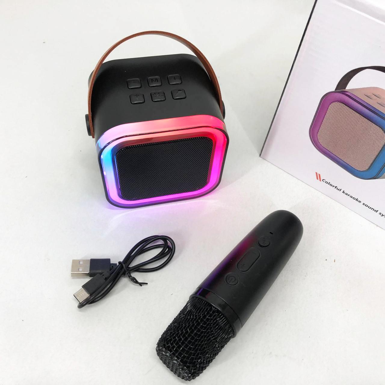 Колонка портативна з караоке мікрофоном та RGB підсвічуванням K12 /10W Bluetooth Чорний - фото 5