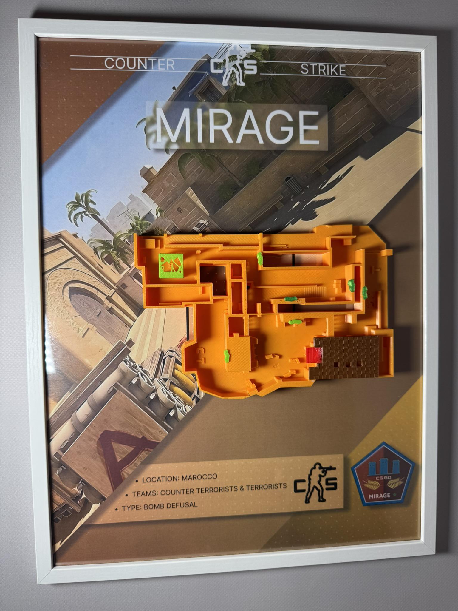 Карта 3D Mirage по игре Counter Strike 30х40 см