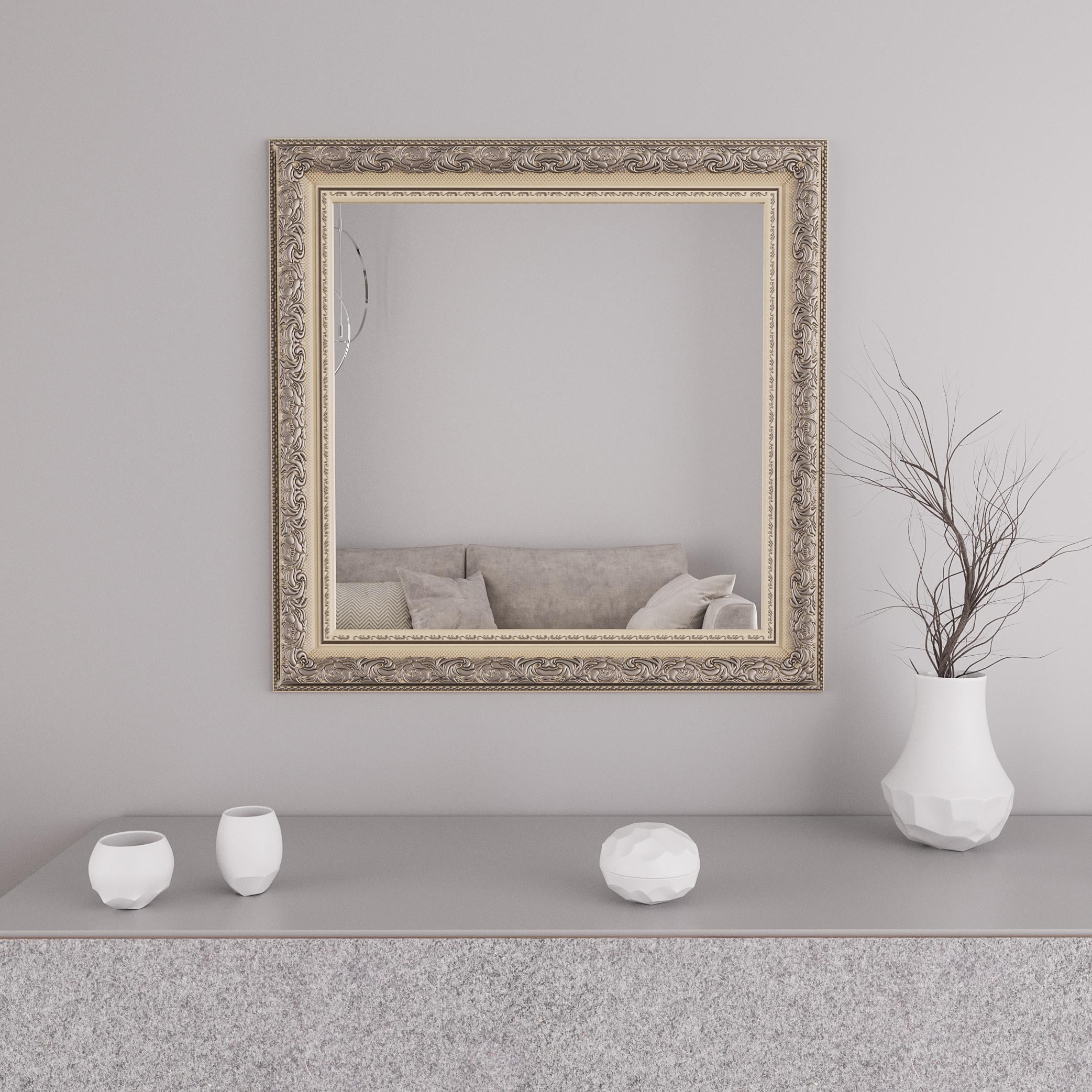 Зеркало настенное Black Mirror с патиной серебра 76х76 см Бежевий (8731А-308)