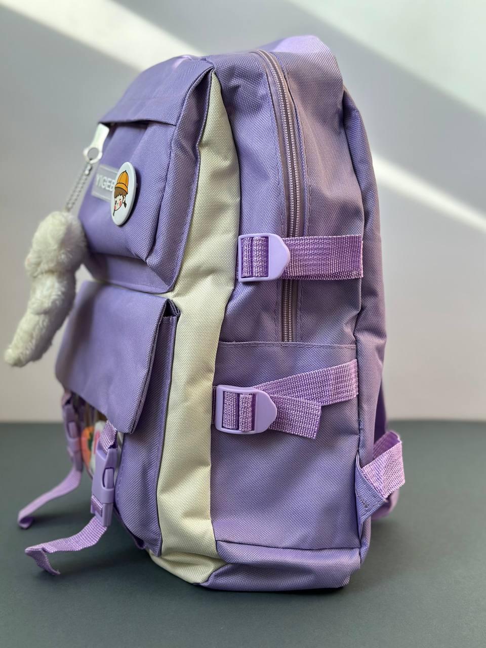 Комлект шкільний рюкзак/сумка/клатч/брелок/кишеня з іграшками Бузковий (27795695) - фото 7 Комлект шкільний рюкзак/сумка/клатч/брелок/кишеня з іграшками Бузковий (27795695) - фото 7