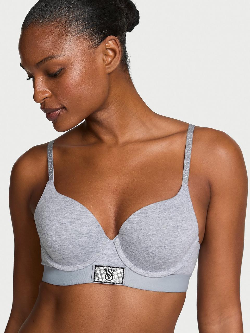 Бюстгальтер Victoria's Secret Perfect Shape Shine Patch Push-Up Bra 80D Сірий (225915816689)