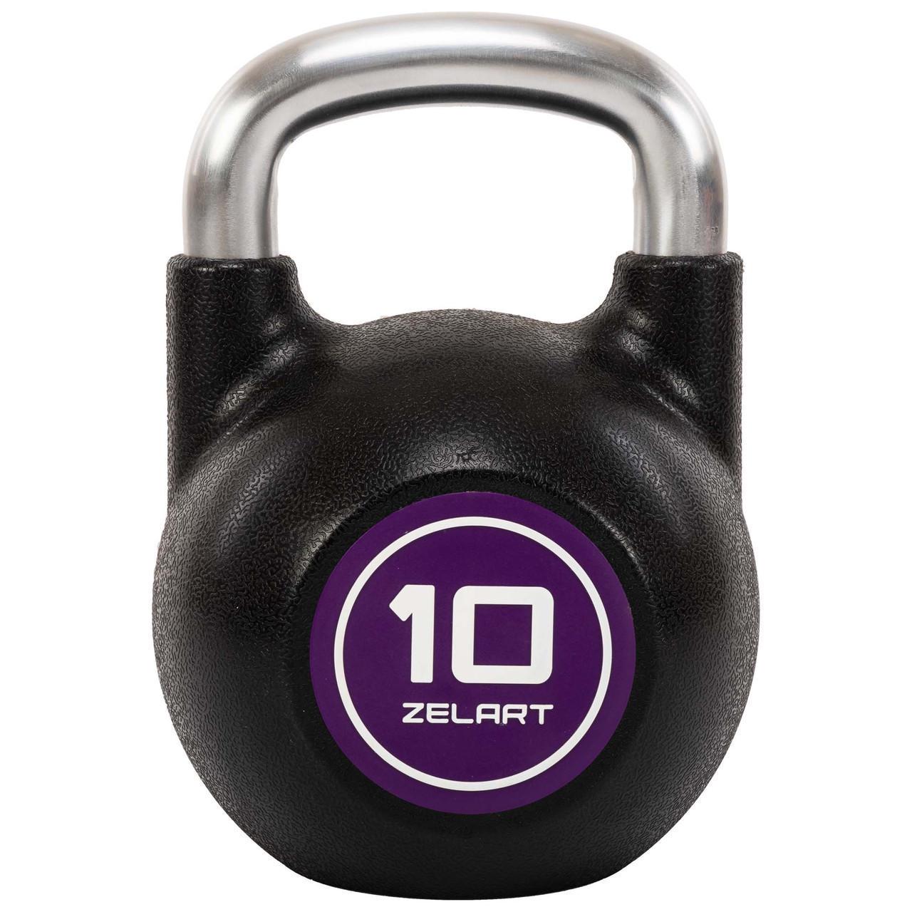 Гиря соревновательная цельная TA-4756-10 чугунная с CPU покрытием и хромированной ручкой Zelart 10 кг Черный (2858292322)