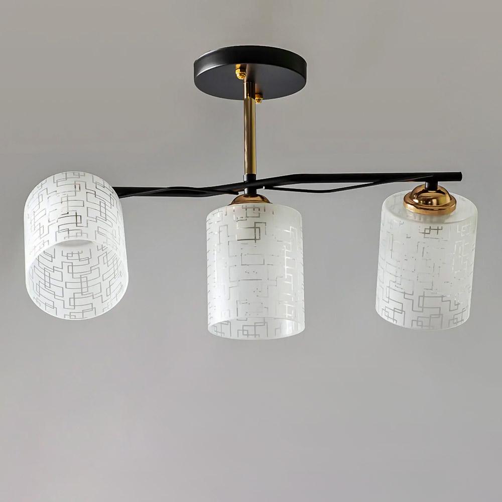 Люстра потолочная Light House SW-19342/3A FGD/BK с узором 460х250х270 мм Черный/Золотой/Белый