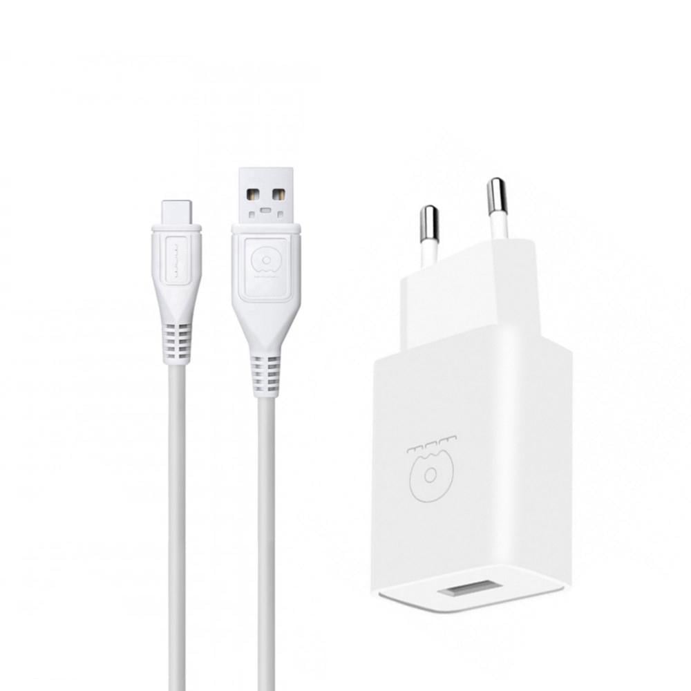 Сетевое зарядное устройство WUW T28 2,1A 2USB Type-C White