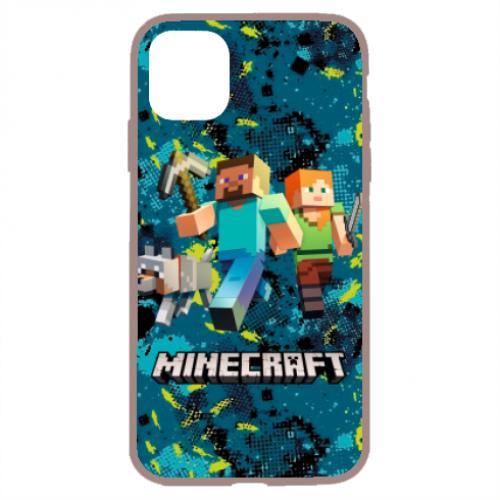 Чехол для iPhone 11 Minecraft Steve Alex And Dog