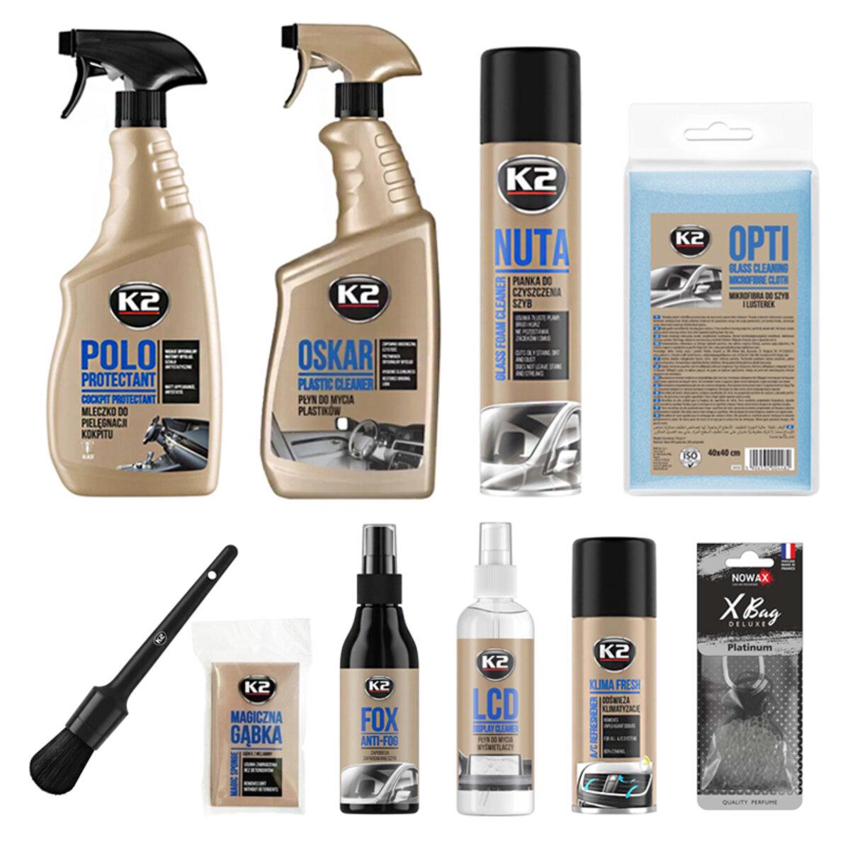 Набір автоко сметики для догляду салону авто K2 10 од.
