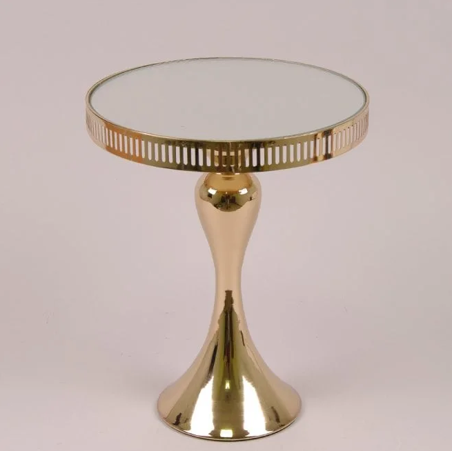 Тортовница металлическая с зеркальной поверхностью Flora d 23 см Золотой 26289