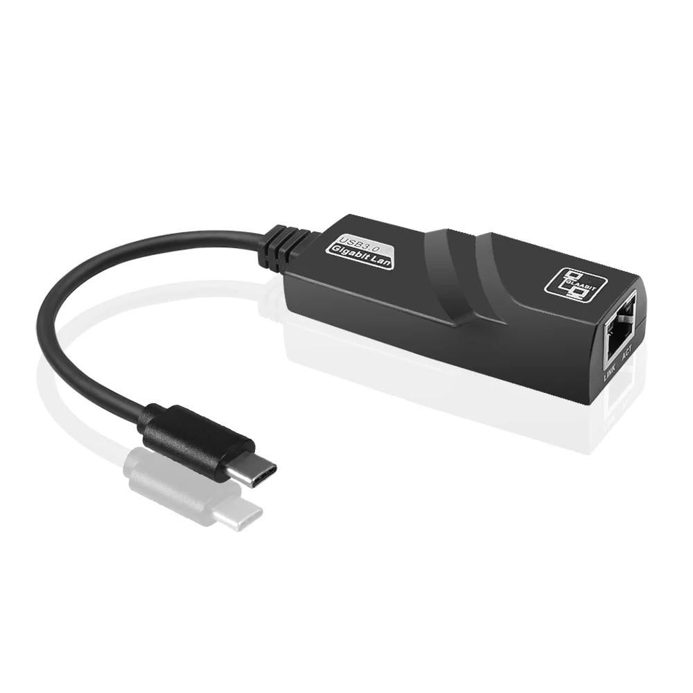 Переходник-адаптер SUNROZ Type-C-LAN Ethernet RJ45 Gigabit 1 Гбит/с Black (A48730)
