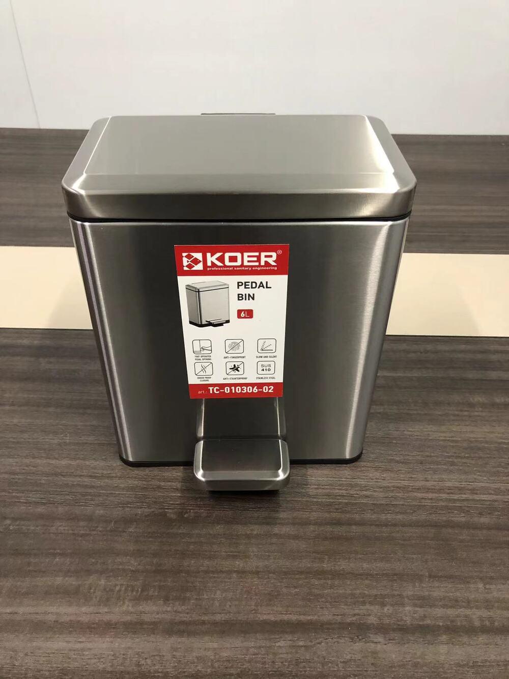 Ведро для мусора KOER TC-010306-02 с плавным закрытием прямоугольное 6 л Нержавеющая сталь (KR5600) - фото 10 Ведро для мусора KOER TC-010306-02 с плавным закрытием прямоугольное 6 л Нержавеющая сталь (KR5600) - фото 10