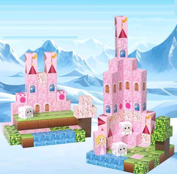 Конструктор магнітний My World minecraft 96 блоків Рожевий (623) - фото 2