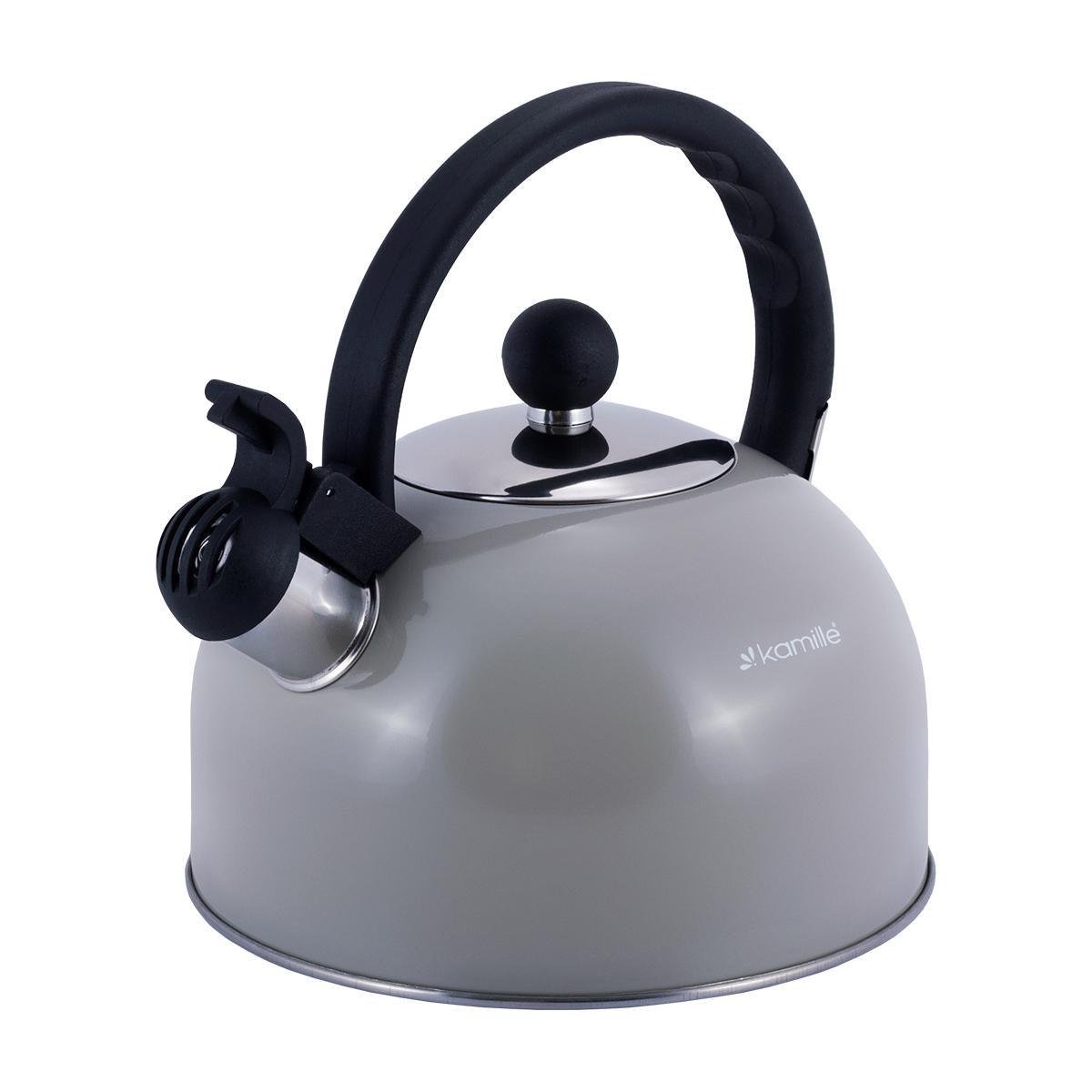 Чайник Kamille Vizo из нержавеющей стали со свистком 2,5 л Серый (13126114) - фото 4 Чайник Kamille Vizo из нержавеющей стали со свистком 2,5 л Серый (13126114) - фото 4