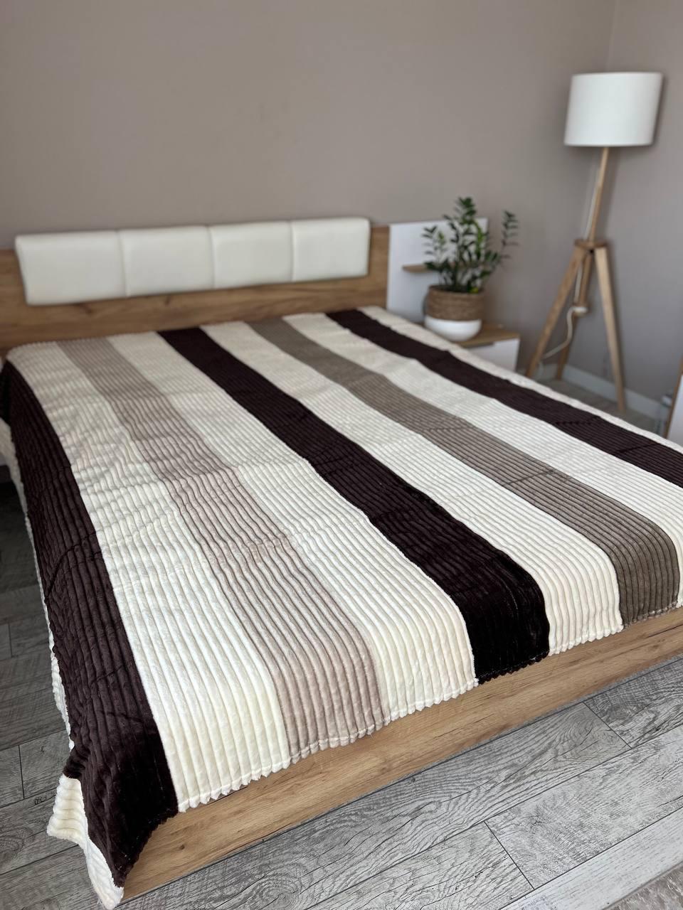 Плед плюшевый 200х230 см Коричневый (Д-polosa-sharpey-001-03)