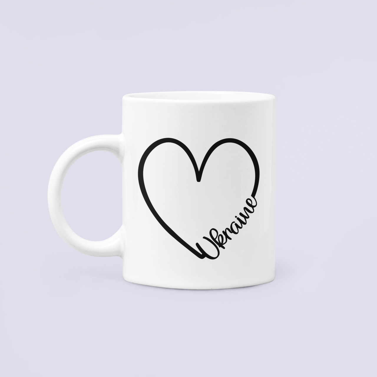 Чашка керамическая с принтом "UKRAINE" Сердце Украина любая 330 мл Белый