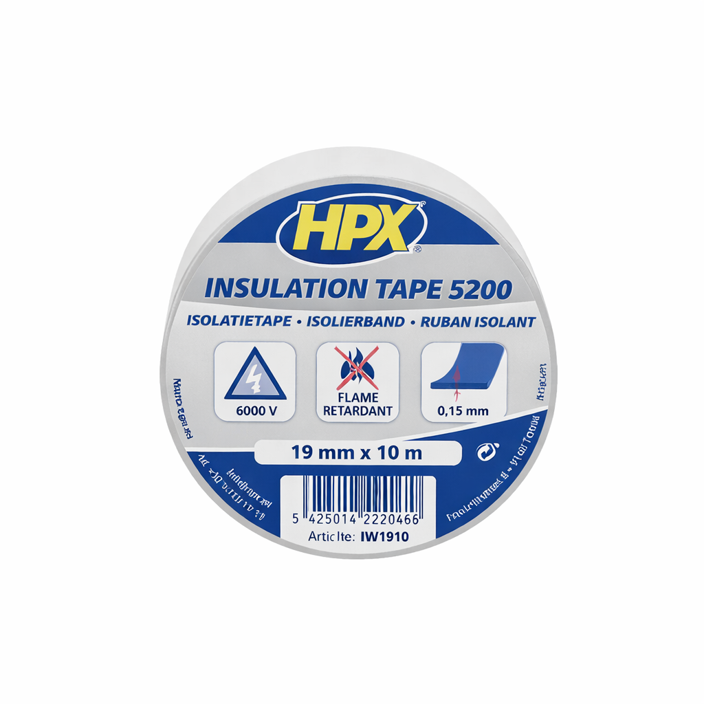 Изоляционная лента ПВХ HPX IW1910 HPX5200 устойчива к влаге и износу 19 мм 10 м Серый (94d0dd10)