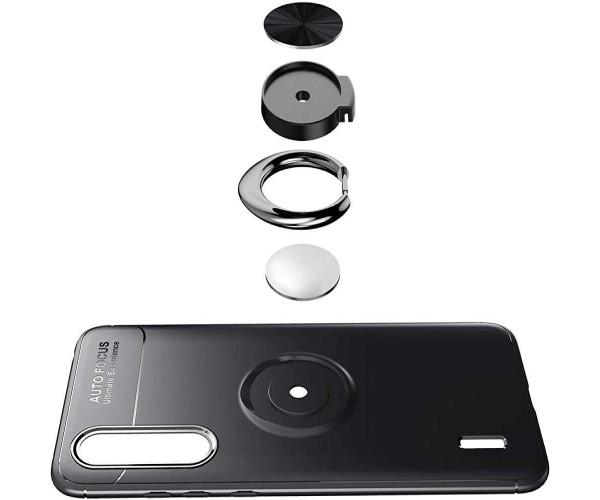 Чехол-накладка Auto Focus C-KU 360 Rotating Ring для Oppo A57 / OnePlus N20 SE Черная с красным - фото 2