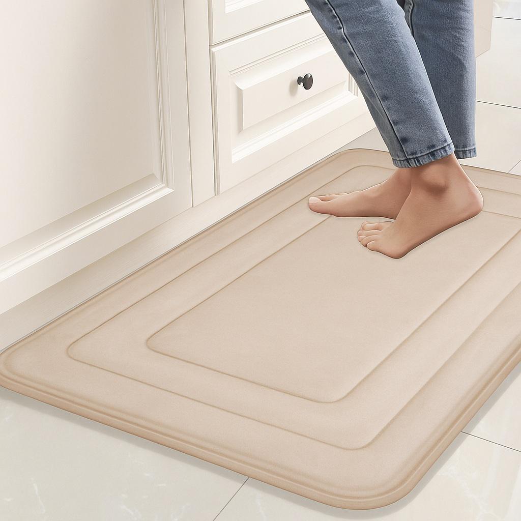 Килимки для ванної з ефектом пам'яті антиковзаючі водопоглинаючі 2 шт. Бежевий (7802546) - фото 3