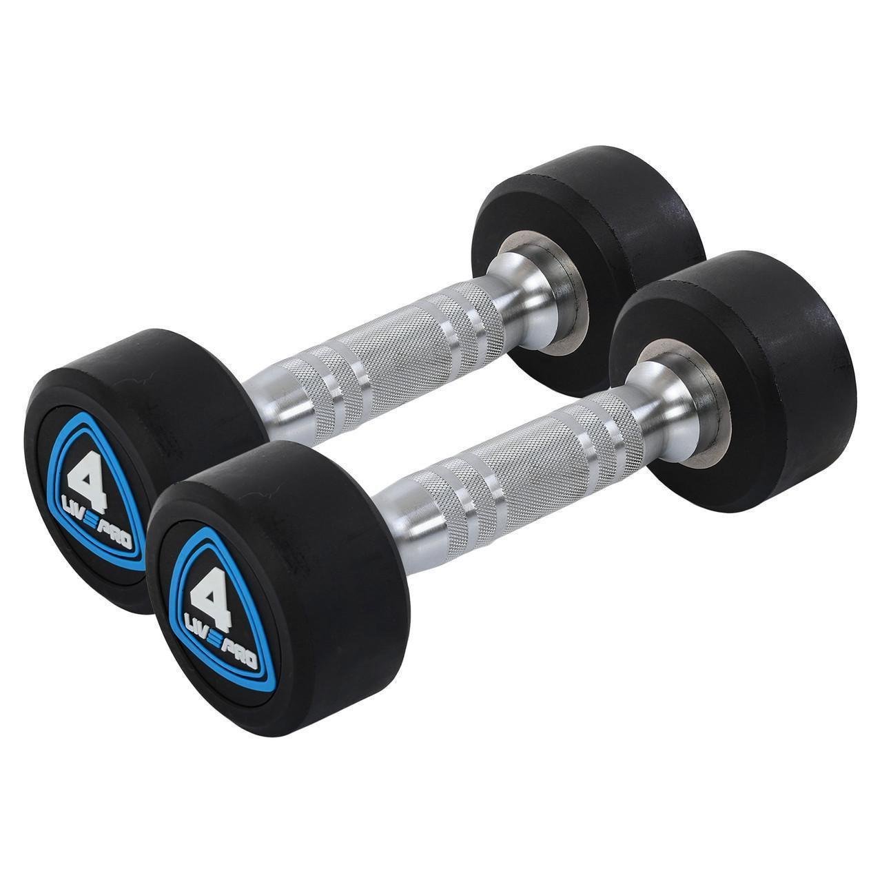 Гантели цельные профессиональные с полиуретановым покрытием LiveUp LP8075-4 2 шт. по 4 кг Черный/Синий