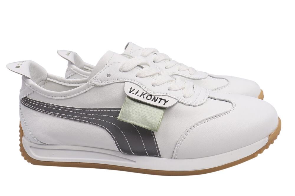 Кросівки жіночі Vikonty зі шкіри на низькому ходу на шнурівці р. 38 Білий (243-21DTC) Кросівки жіночі Vikonty зі шкіри на низькому ходу на шнурівці р. 38 Білий (243-21DTC)