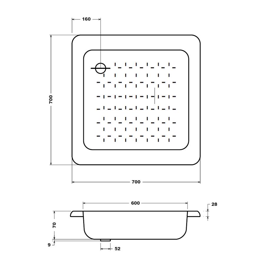 Піддон для душу Venta Q70D70D8D 70x70x8 - фото 2