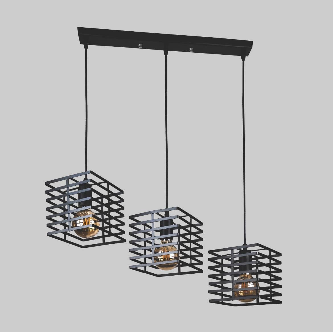 Люстра на три кубика Черный (56-PR104F-3 BK (500))