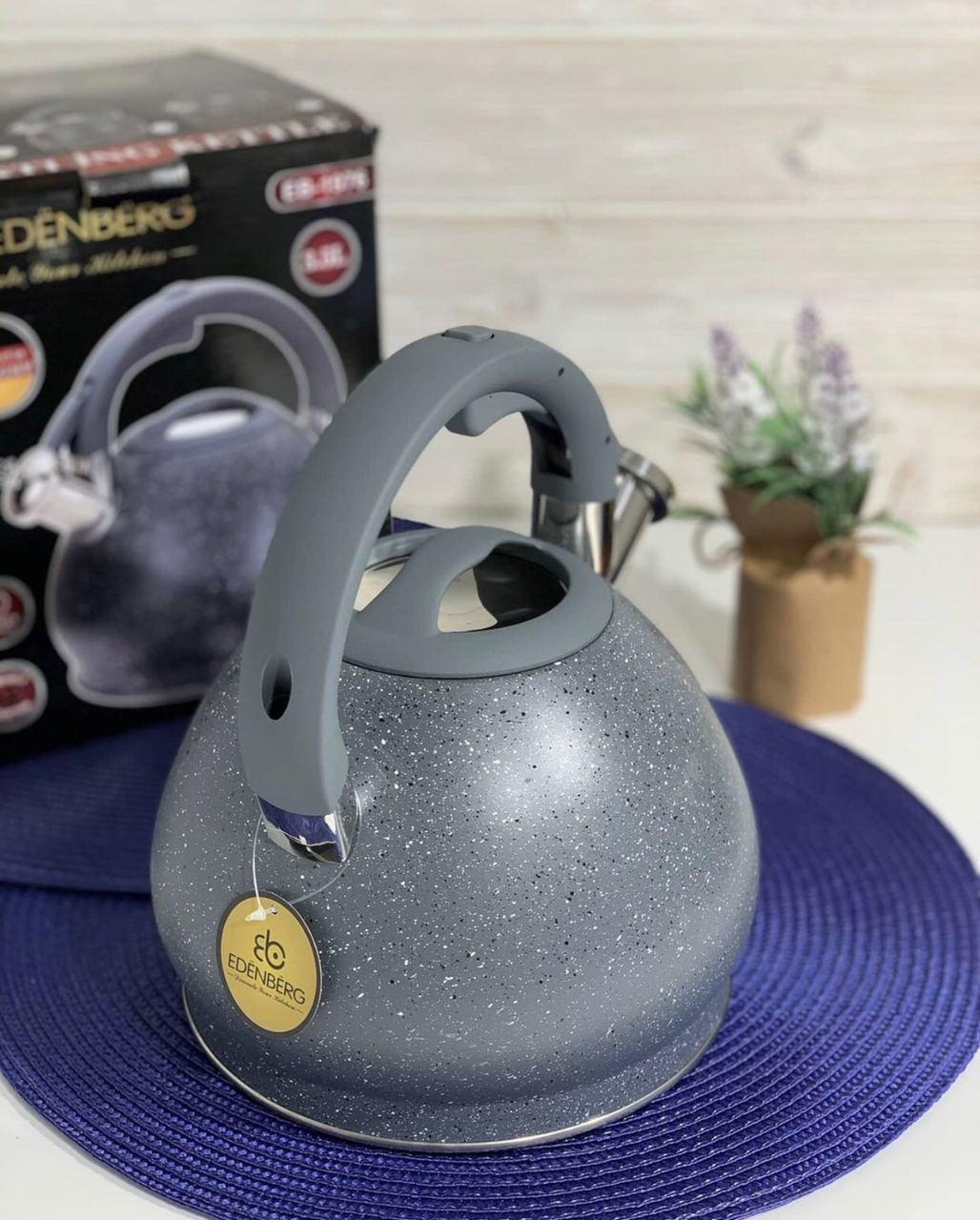 Чайник зі свистком Edenberg EB-1976 з нержавіючої сталі для індукційних плит 3 л Сірий (2530556561) - фото 3