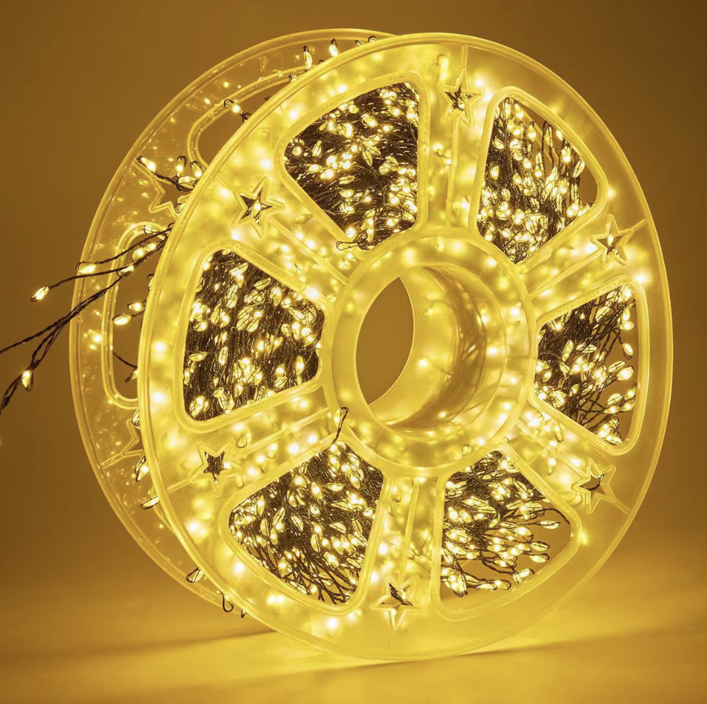 Гірлянда-мішура новорічна Хвойна лапа 100 м 3000 led від мережі з пультом зелений провід для ялинки Золото (Е500310)