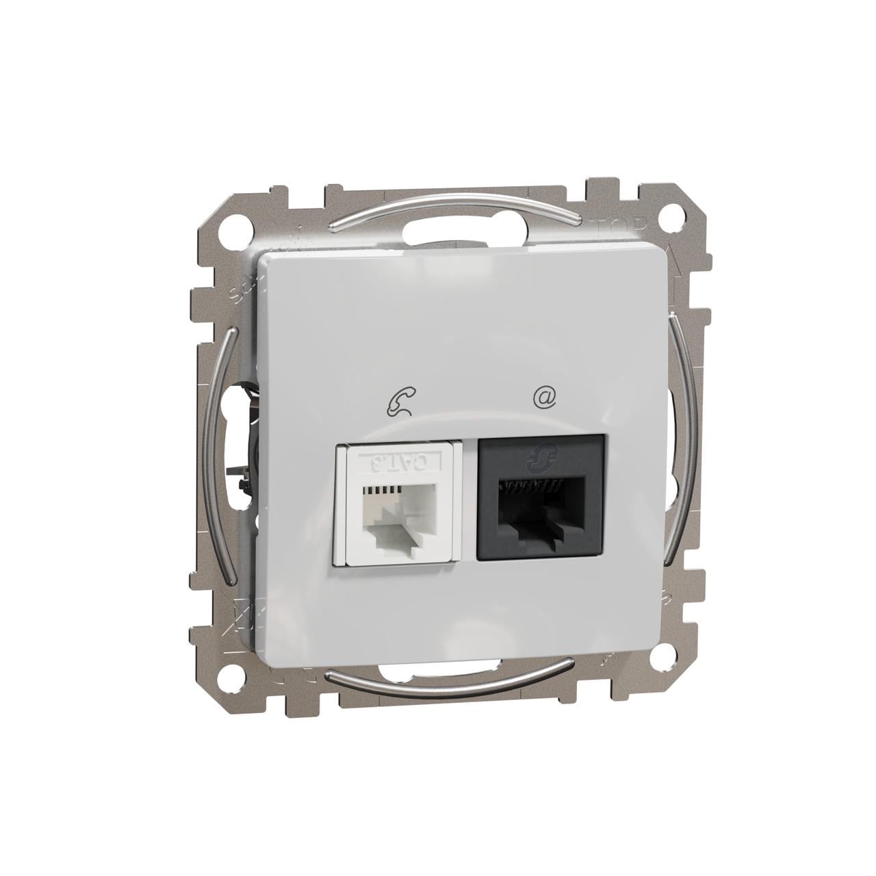 Розетка Schneider Electric Sedna Design&Elements 6UTP ABS-UV RJ45/RJ11 73х73х37 мм Алюминий (SDD113468)