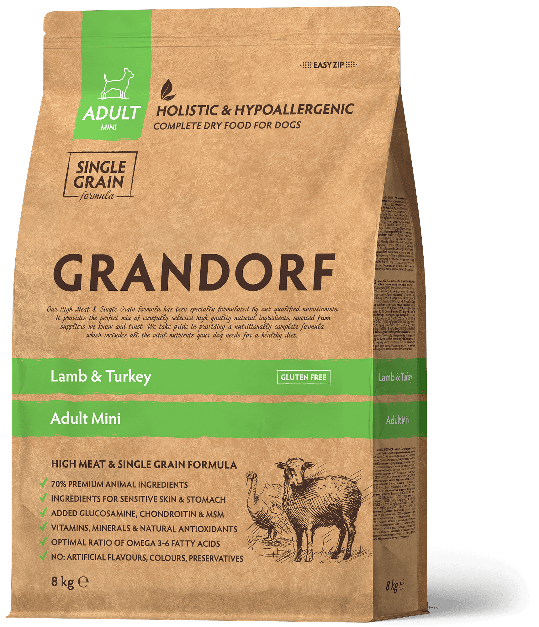 Корм для взрослых собак мелких пород Grandorf LAMB & TURKEY мини ягненок с индейкой 8 кг (93108) Корм для взрослых собак мелких пород Grandorf LAMB & TURKEY мини ягненок с индейкой 8 кг (93108)