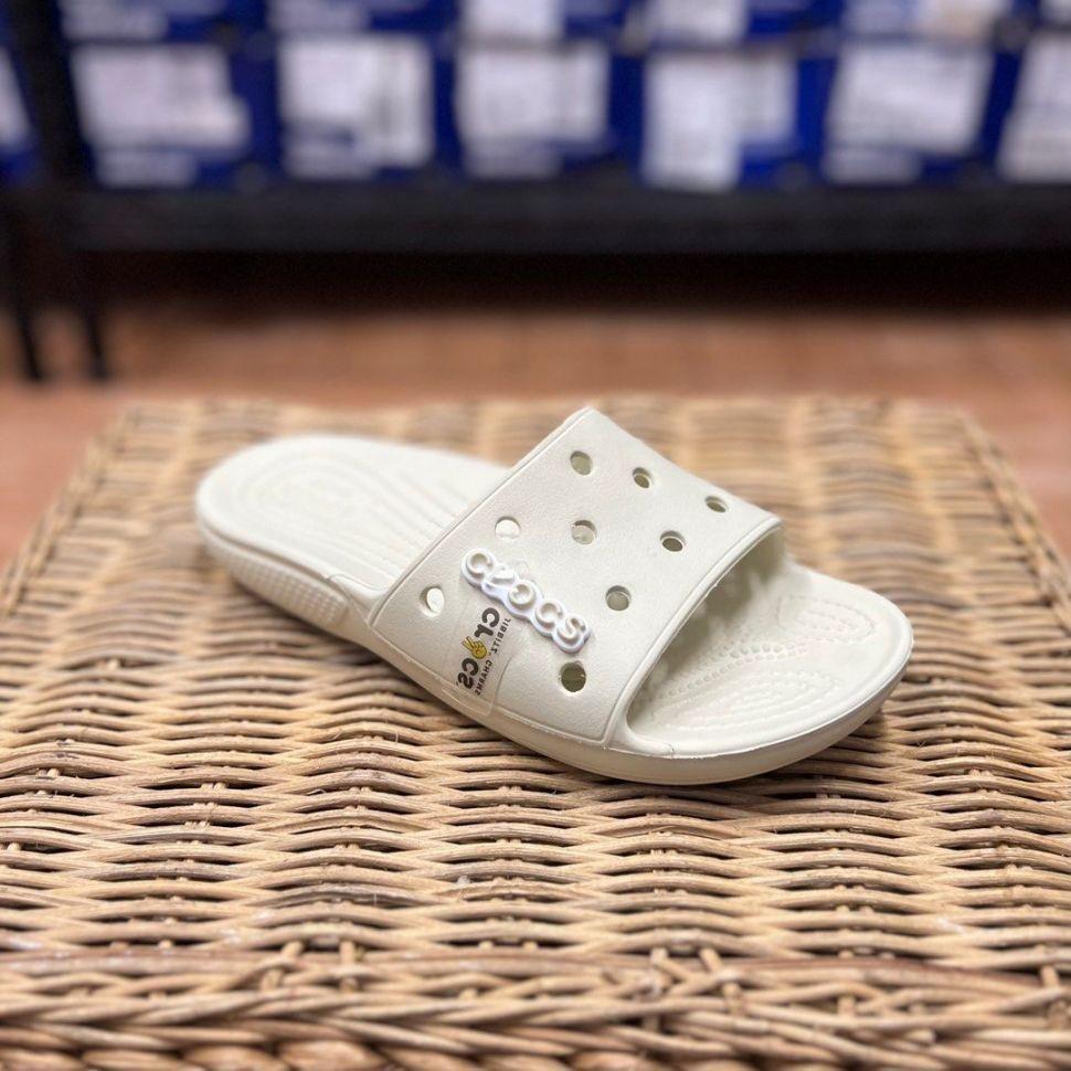 Шльопанці жіночі утеплені Crocs Classic Slide р. 48 49 Бежевий (11733) - фото 9