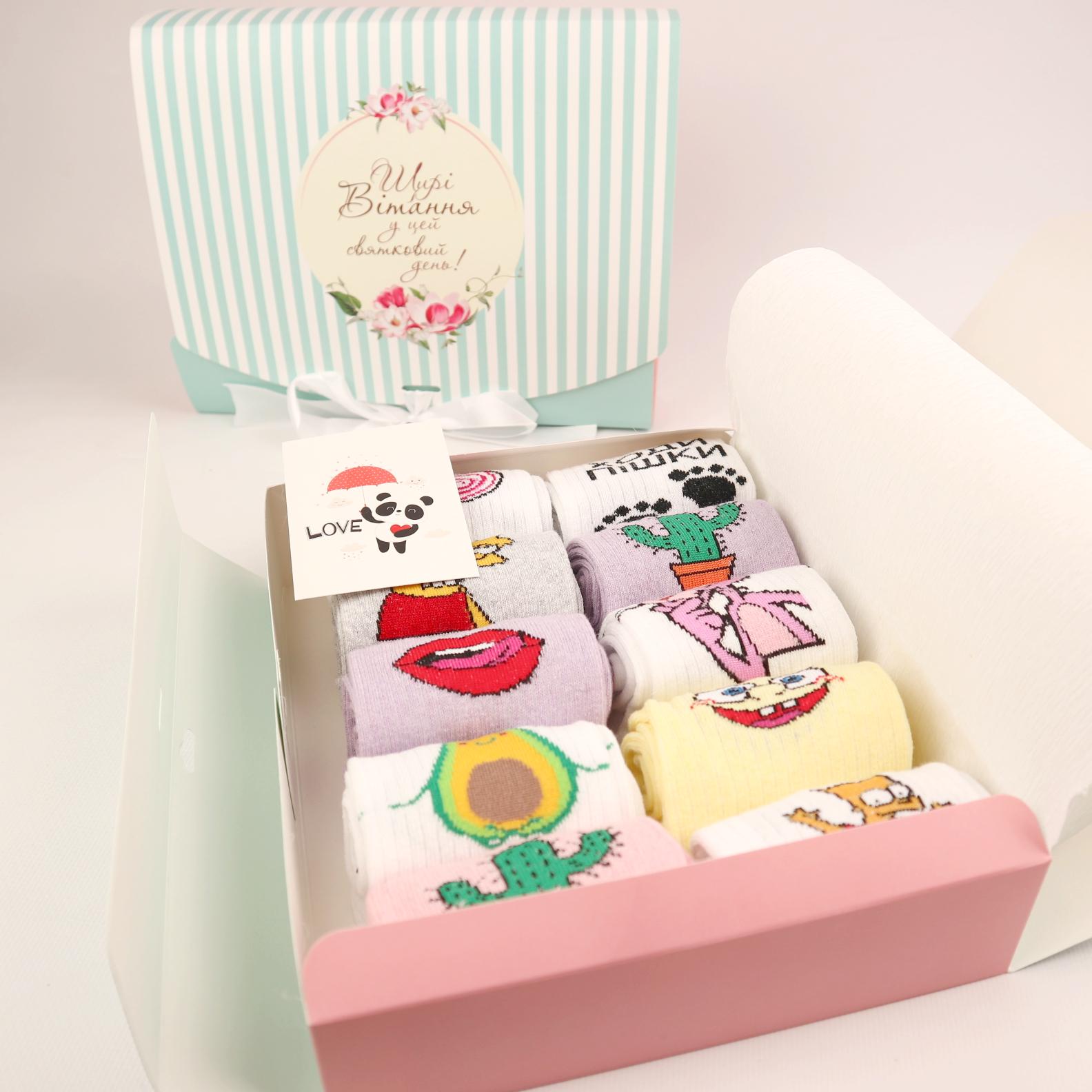 Подарочный набор женских носков с принтами 10 пар (4123342) - фото 5 Подарочный набор женских носков с принтами 10 пар (4123342) - фото 5