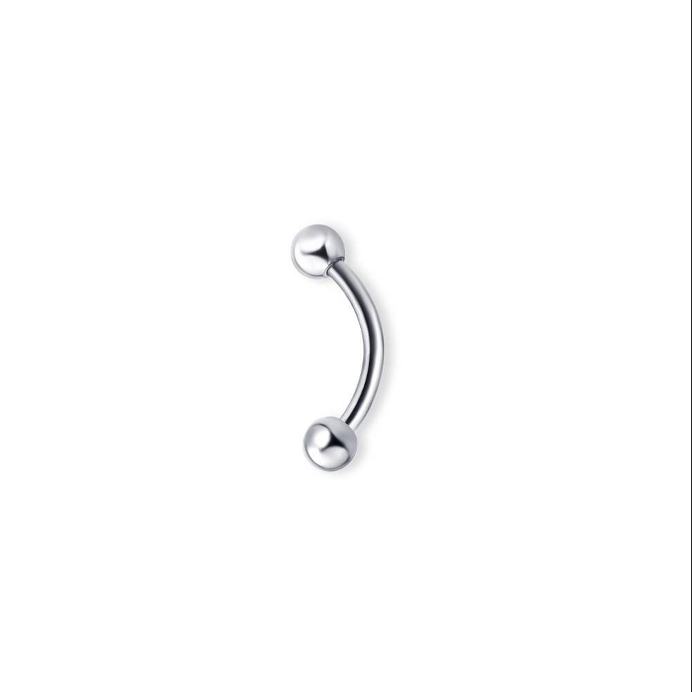 Штанга для прокола брови Микробанан изогнута с шариками 1,2х10х3 мм (BBB)