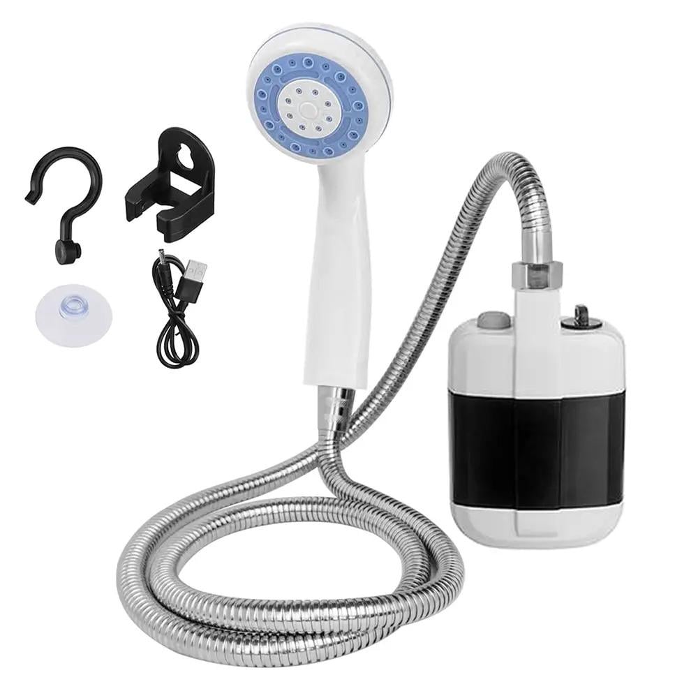 Душ портативный с помпой Travel shower кемпинговый аккумуляторный зарядка USB 2200 mAh Белый (641А)
