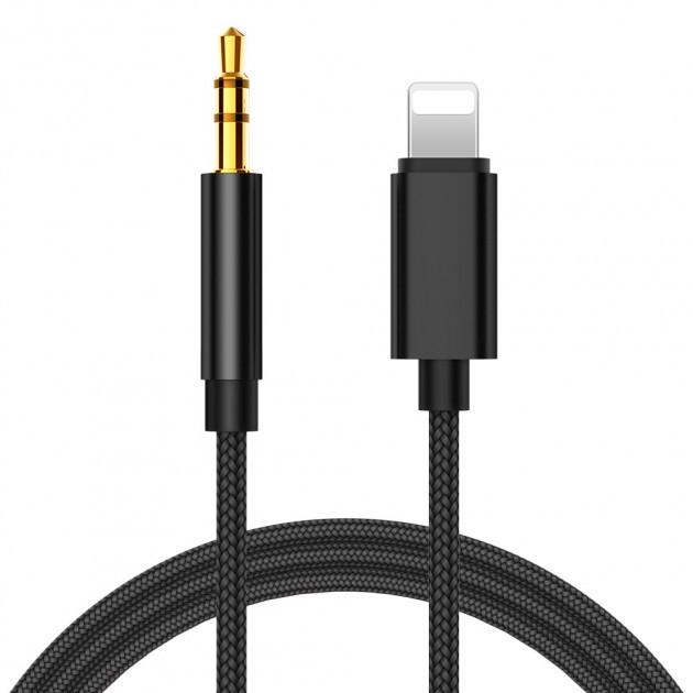 Кабель AUX SUNROZ Lightning-3,5 мм 1 м Black (A48363)