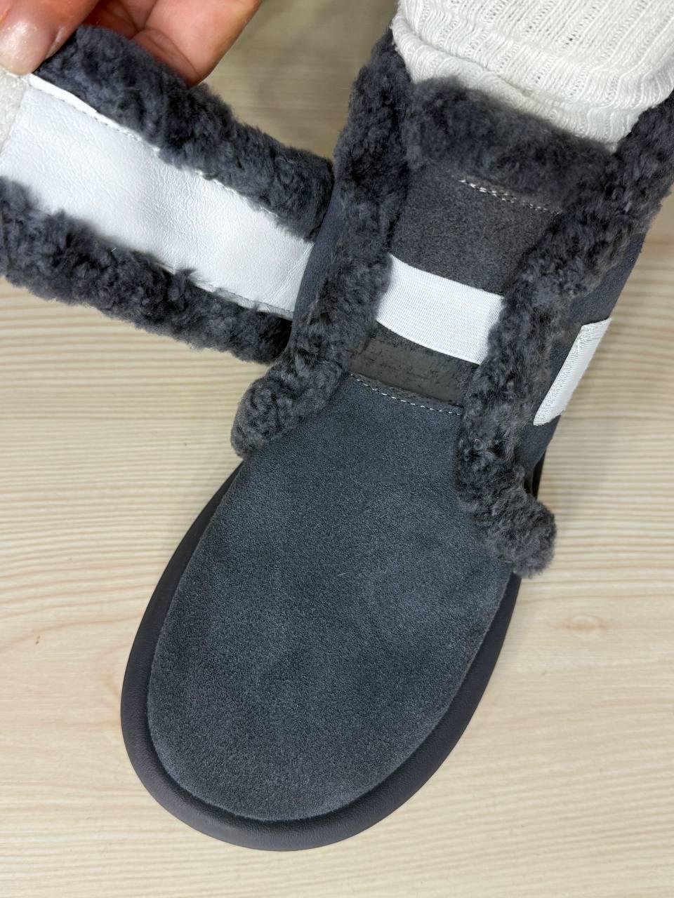 Черевики жіночі Hengji 13-9 уггі замшеві на хутрі з опушкою р. 38 Сірий (5645) - фото 5