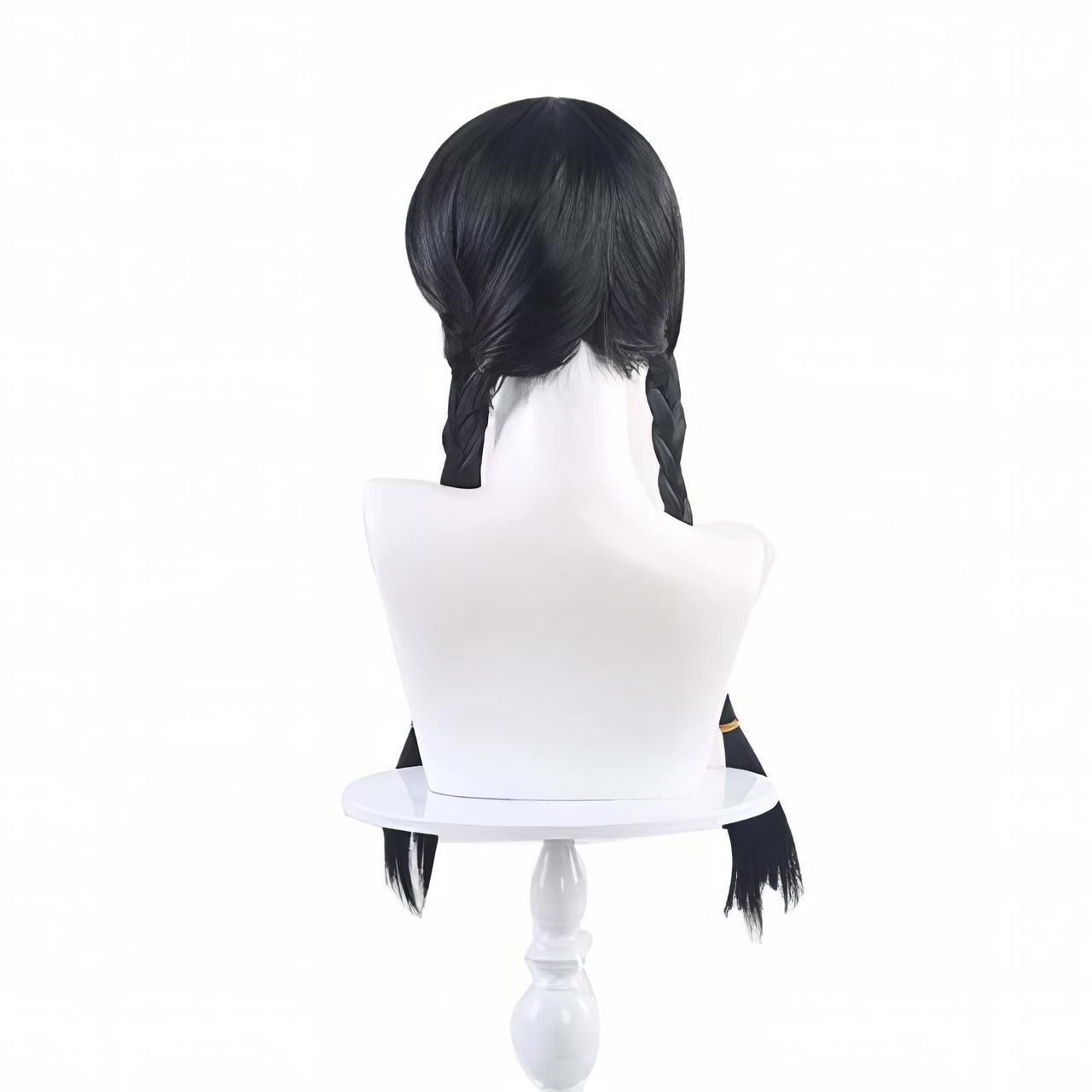 Перука для косплею чубчик і кіски в стилі Венсдей Аддамс 65 см Брюнет (K000798) - фото 5 Перука для косплею чубчик і кіски в стилі Венсдей Аддамс 65 см Брюнет (K000798) - фото 5