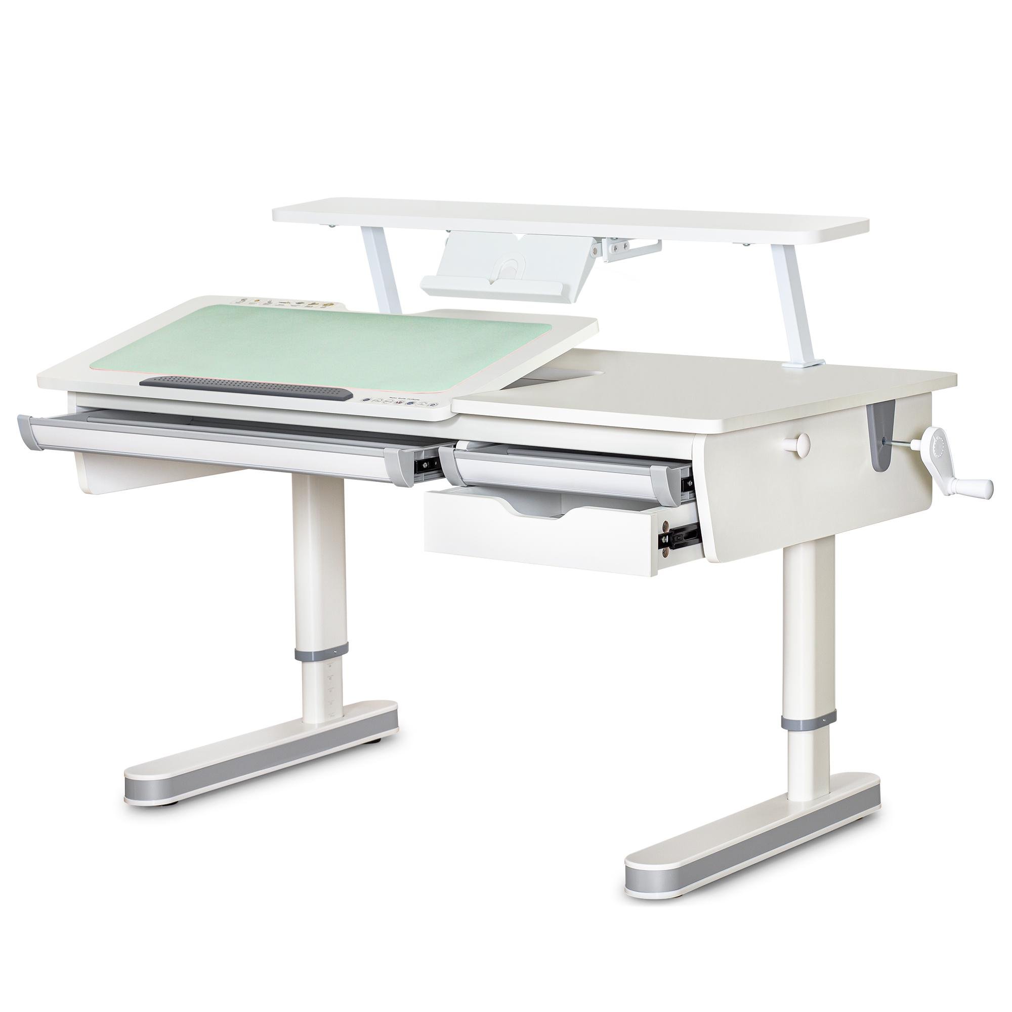 Парта трансформер Mealux Montreal S50 2 школьная детская с полкой эргономичная Белый (BD-670-2 WG/S 50 WG)