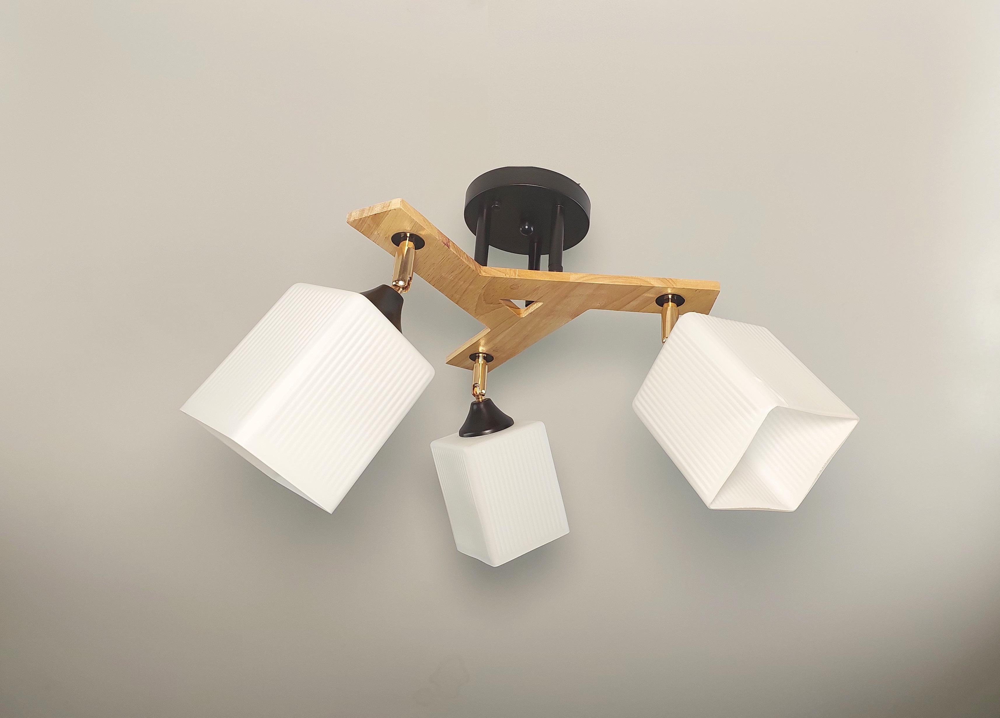 Люстра потолочная деревянная 5293/3 на 3 поворотных плафона Черный (23181972)