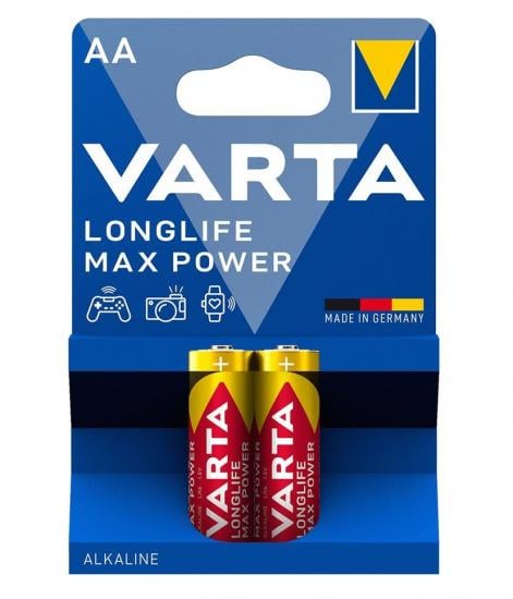 Батарейки лужні Varta Longlife Max Power AA 2 шт. (ERC-04706101412)