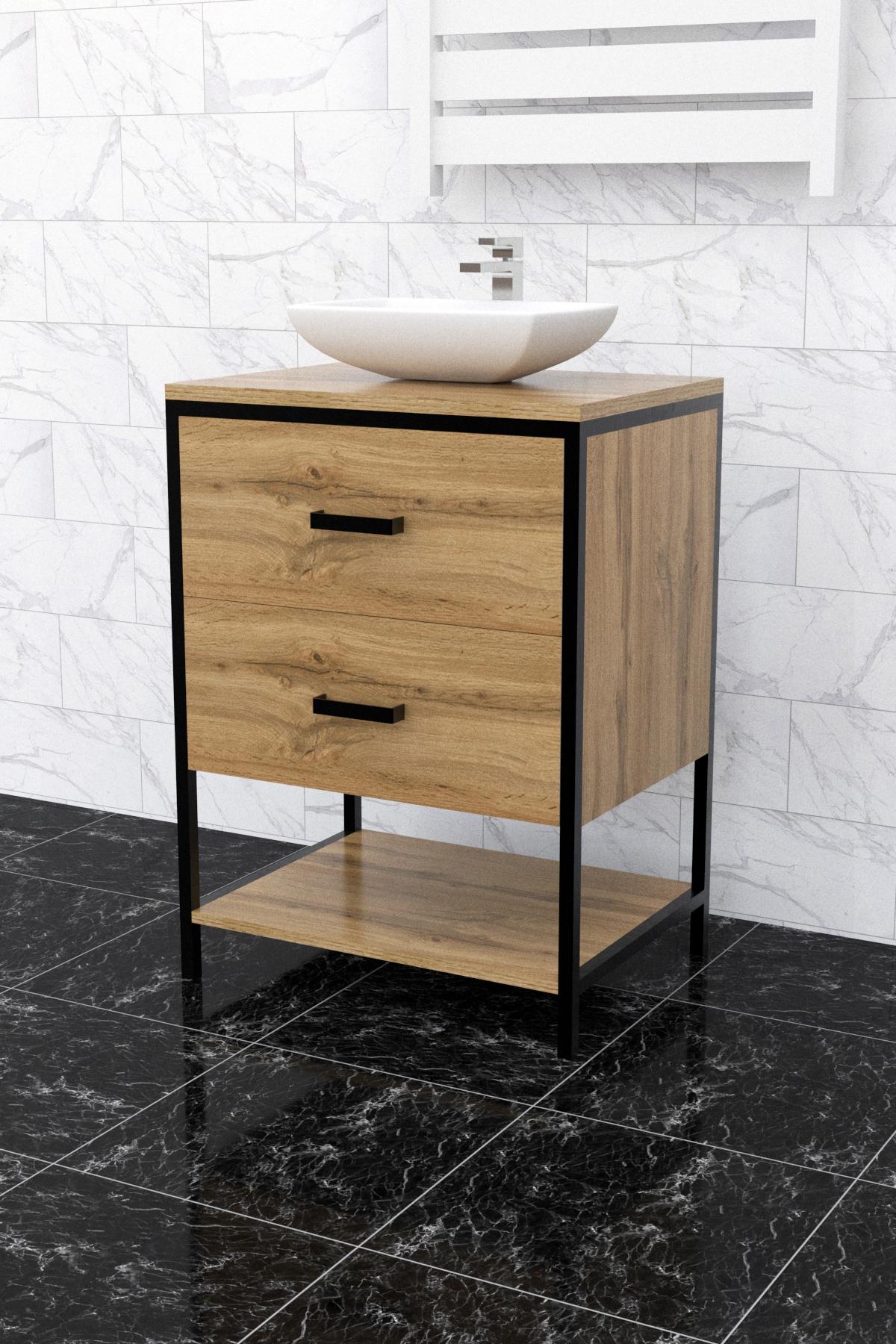 Тумба в ванну кімнату EcoLoft Lazaro DSP-1165 під накладний умивальник в стилі лофт Дуб Аппалачі (24578650)