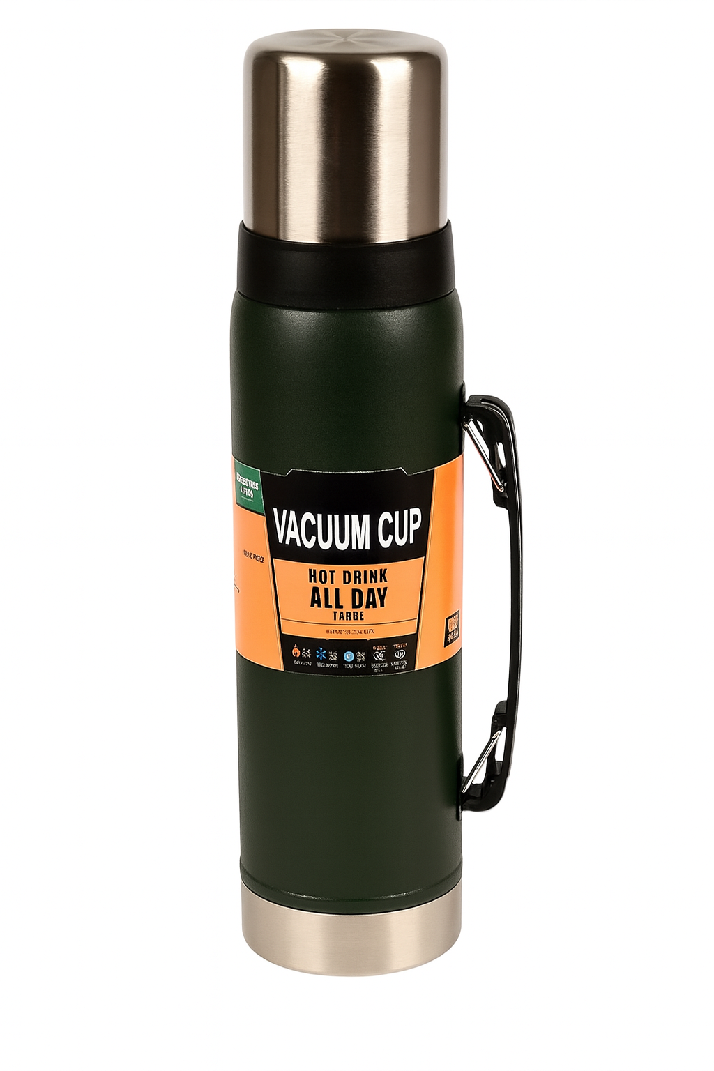 Термос туристический Stenson Army с крышкой-чашкой 1200 мл Темно-зеленый (28494260)