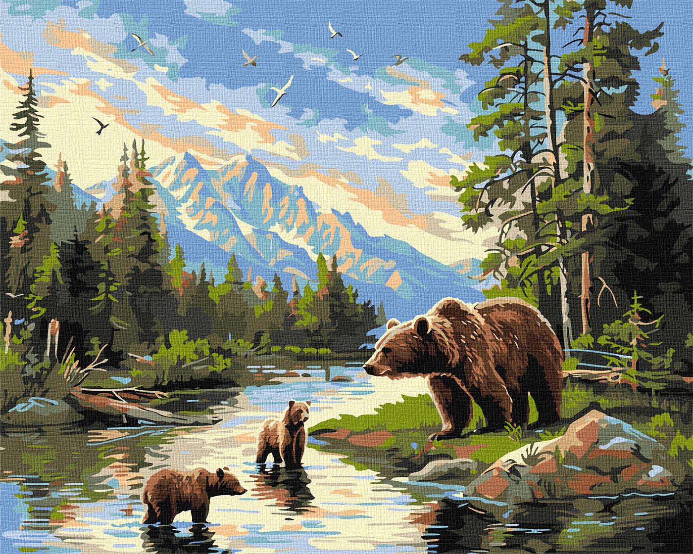 Набір для розпису по номерах Ideyka Ведмедиця і ведмежата КНО6630 40x50 см (MTT-184810)