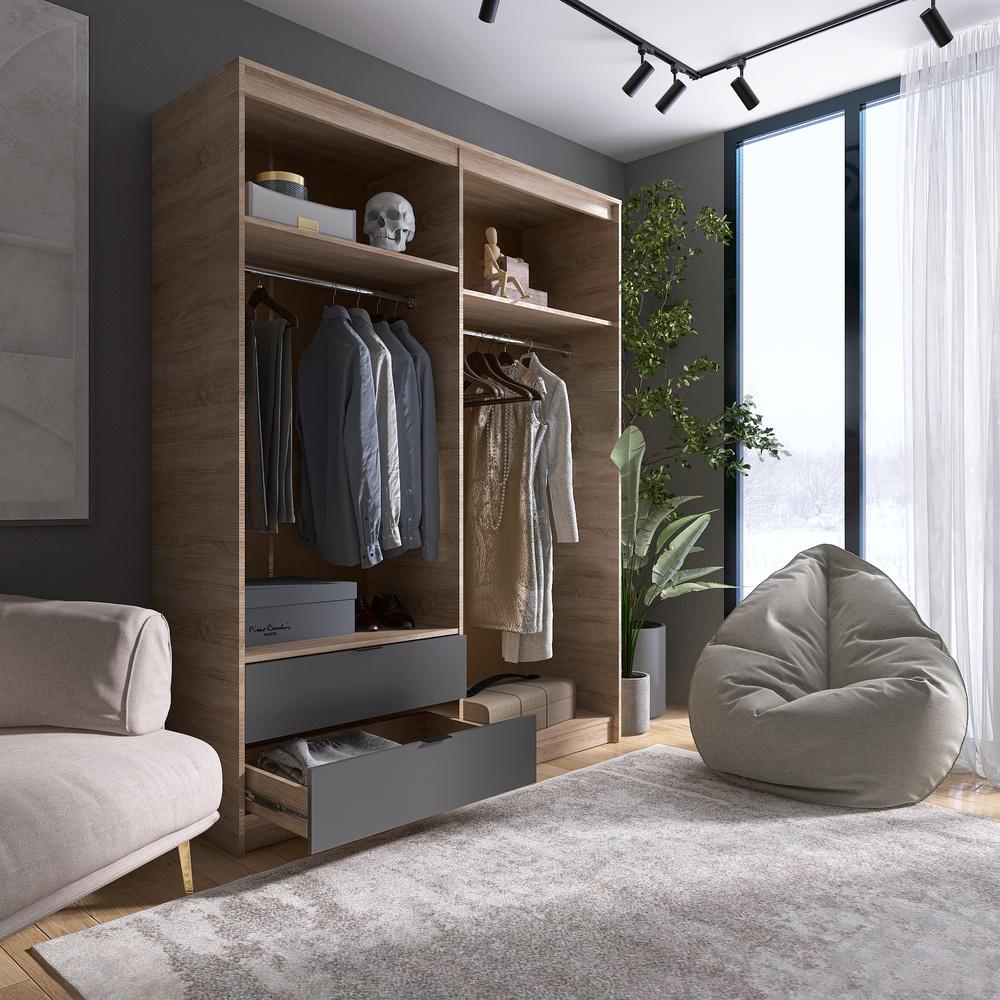 Шкаф распашной для одежды с выдвижными ящиками Эверест Сити-1600 160,2x50x204,6 см Дуб сонома/Графит (EVR-071095) - фото 5