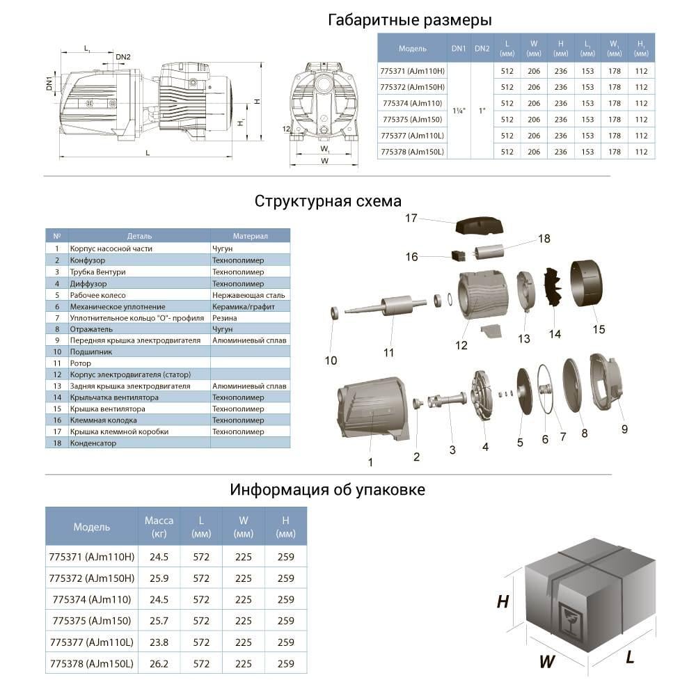 Насос центробежный водяной LEO AJm150L самовсасывающий 1,5 кВт 54 м 140 л/мин. 3,0 (775378) - фото 3 Насос центробежный водяной LEO AJm150L самовсасывающий 1,5 кВт 54 м 140 л/мин. 3,0 (775378) - фото 3