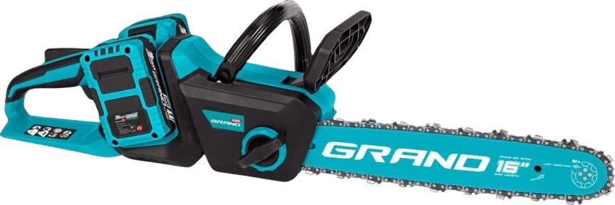 Пила цепная аккумуляторная Grand АПЦ-40A/16"-6 PRO с 2 шинами 402/355 мм и 2 аккумуляторами 6 Ah (GRAPCM40А/16-6)