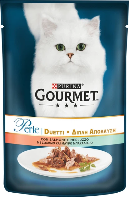 Корм вологий для дорослих котів Purina Gourmet Perle Duo з лососем і сайдою філе в підливі 85 г (80000)