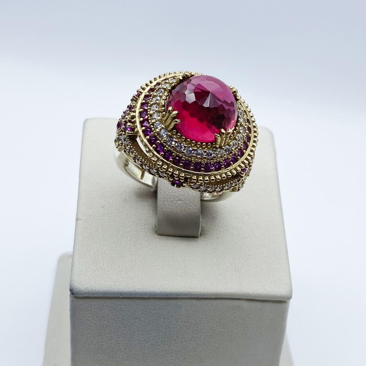 Кольцо серебряное Роксолана с турмалином и кубическим цирконием р. 19,5 11,1 г (2047890713) Кольцо серебряное Роксолана с турмалином и кубическим цирконием р. 19,5 11,1 г (2047890713)