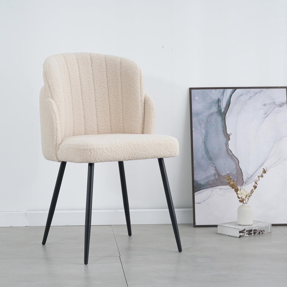 Стул Intarsio Fifi Teddy Букле Черный/Кремово-белый