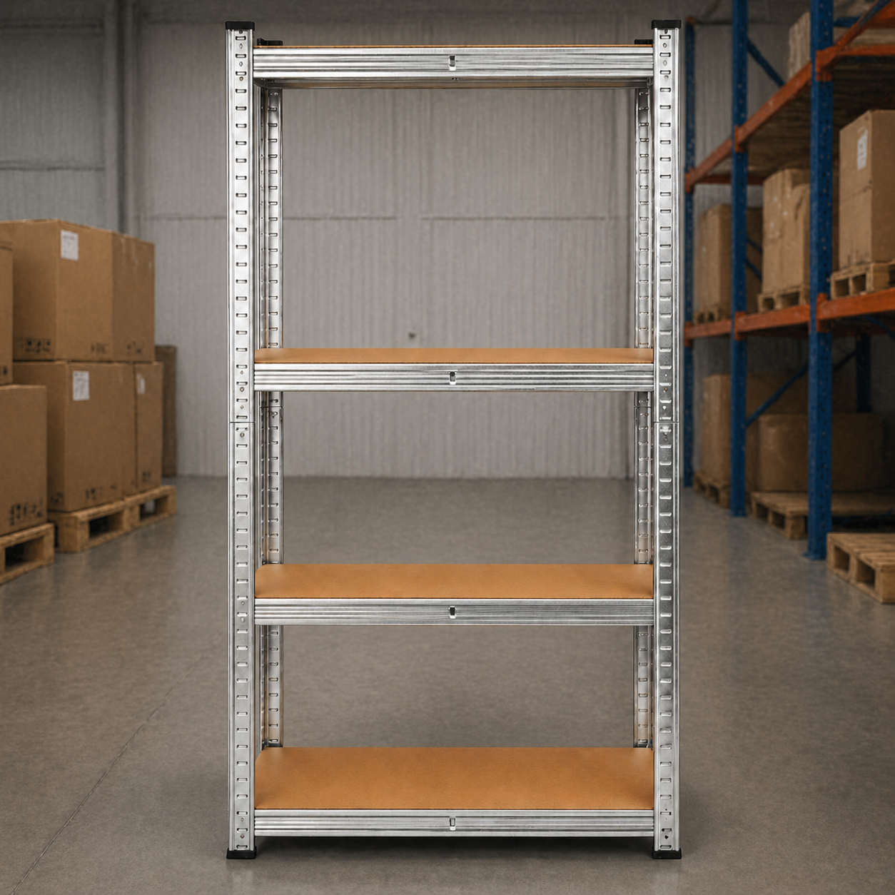 Стеллаж GWI7792 150х70х30 см 4 полки до 600 кг оцинкованный металл МДФ